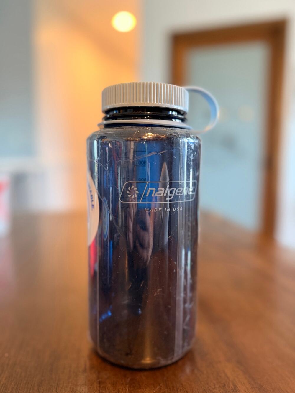 Nalgene Water Bottle 32oz Sports Athletic Wide Mouth Light Blue Lid